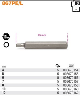 BIT 10MM- H 6- 75MM  IMBUS  BETA