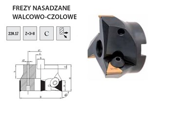 FREZ SKL. GLOWICA FI  40,0 K90°  16,5/40 Z3 d16 220.17