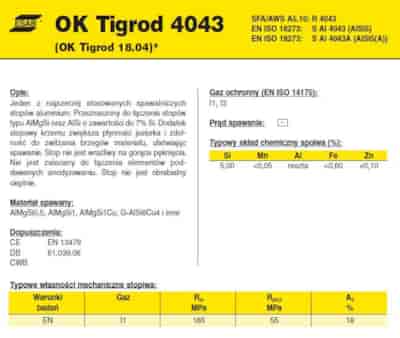 DRUT FI 3.20/1000 ALSI5 OK18.04 TIGROD 4043 ALU /2,5kg/