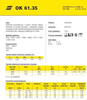 ELEKTRODA OK 61.35 3.20/1.7 /KARTON 5.1KG/ VP