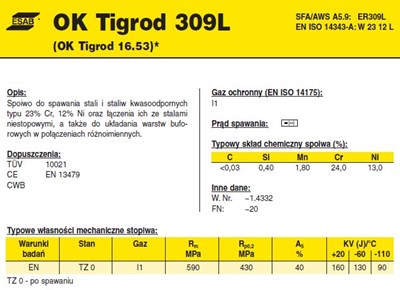 DRUT FI 2.40/1000 309L OK 16.53 TIGROD /5kg/