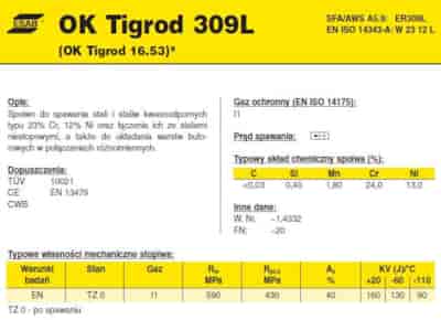 DRUT FI 2.40/1000 309L OK 16.53 TIGROD /5kg/
