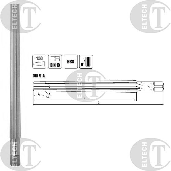 ROZWIERTAK RECZNY FI  4,00 1:50  68/93MM DIN 9-A PROSTY HSS