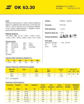 ELEKTRODA 316L FI 1.60/1.6 OK 63.30 /KARTON 9.6 KG/
