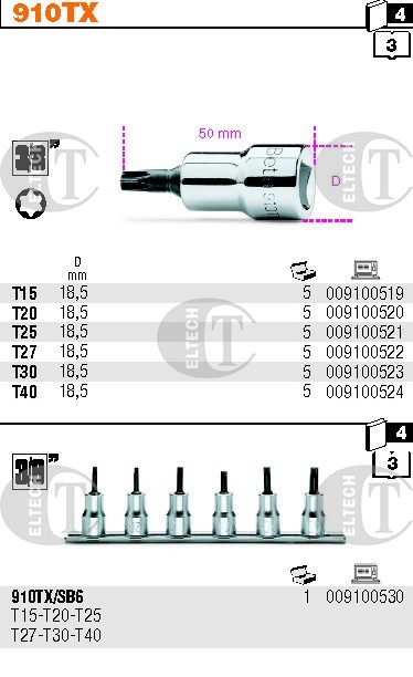 ZESTAW NASADEK 3/8  TORX (6 szt)   BETA