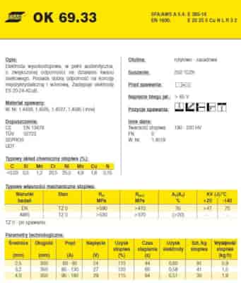 ELEKTRODA OK 69.33 3.20/1.8 /KARTON 5.4KG/ VP