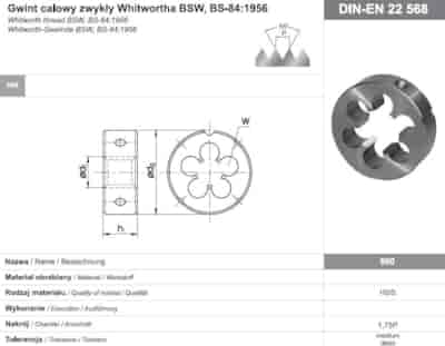 NARZYNKA BSW  1/4-20 DIN-22568 HSS 800