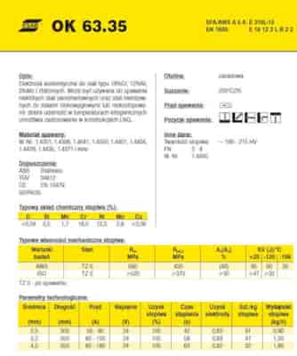 ELEKTRODA OK 63.35 3.2/1.7 /KARTON 5.1 KG/1/2 VP