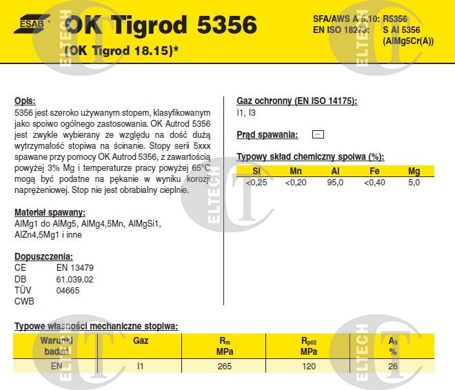 DRUT FI 2.40/1000 ALMG 5 OK18.15 TIGROD /2.5 KG/ 5356 ALU