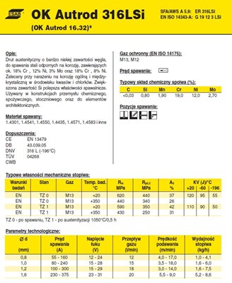 DRUT FI 1.0/15 316L-SI OK16.32 AUTROD