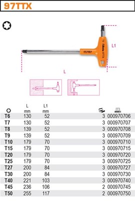 KLUCZ TRZP. KATOWY PROFIL TORX T15   BETA