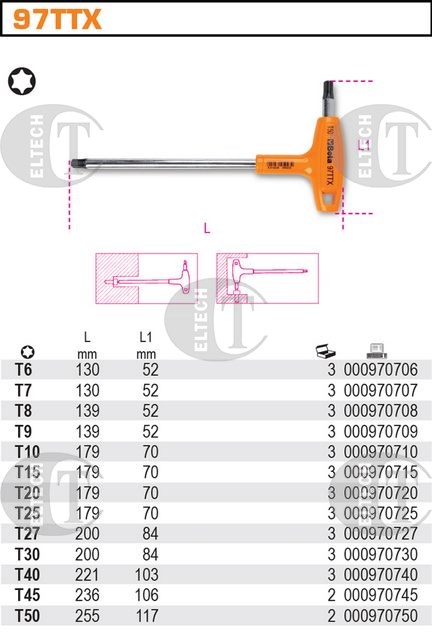 KLUCZ TRZP. KATOWY PROFIL TORX T15   BETA