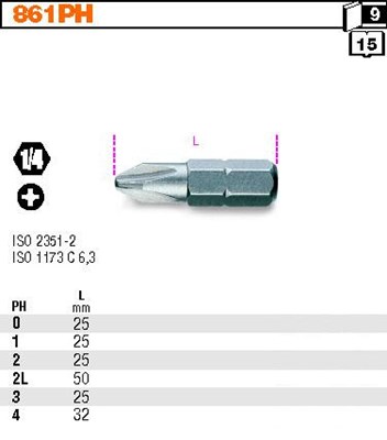 BIT 1/4”- PH1- 25MM  PHILLIPS  BETA