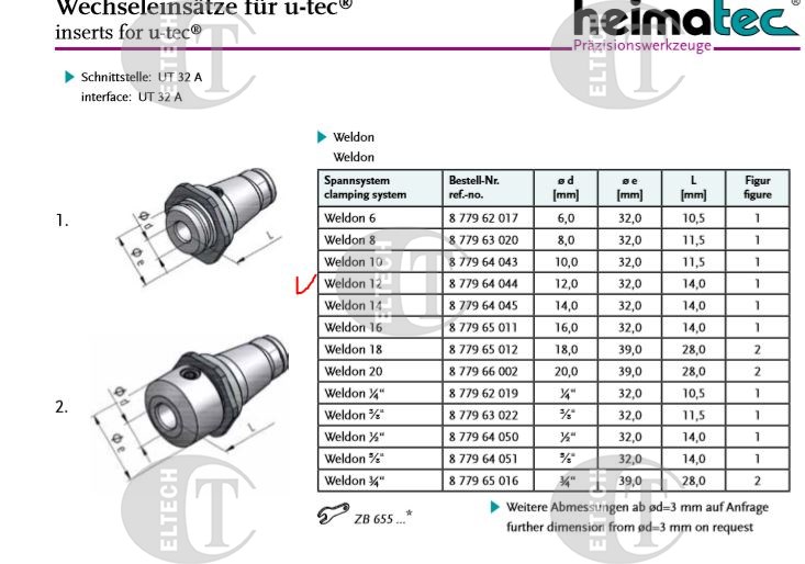 ADAPTER WELDON FI 12 UNITEC ER32   HEIMATEC