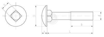 SRUBA ZAMKOWA  M8x120 DIN 603 PN82406 KL. 4.8 OCYNK DŁ.GWINTU 90