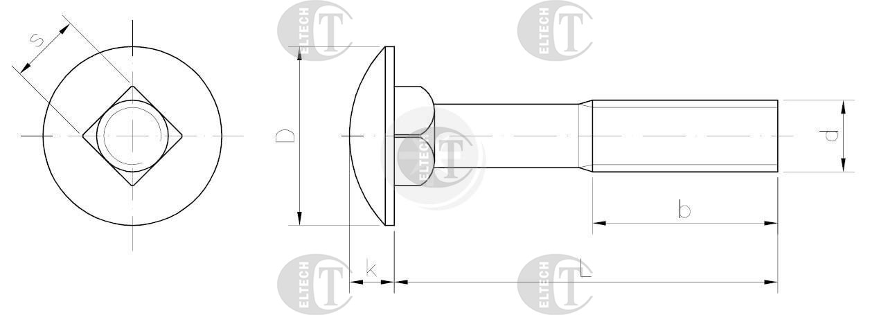 SRUBA ZAMKOWA  M8x120 DIN 603 PN82406 KL. 4.8 OCYNK DŁ.GWINTU 90