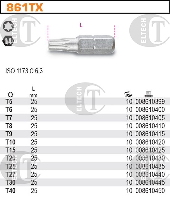 BIT 1/4”- TX20- 25MM  TORX  BETA