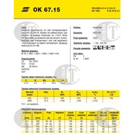 ELEKTRODA OK 67.15 4.00/1.7 /KARTON 10.2KG/ /ES24-18B/ VP