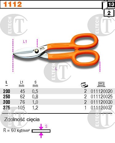 NOZYCE DO BLACHY 250MM