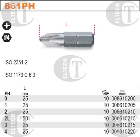 BIT 1/4”- PH2- 25MM  PHILLIPS  BETA