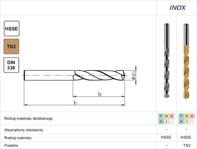 WIERTLO NWKA FI  7,00  69/109MM HSSE TIN SZL. INOX