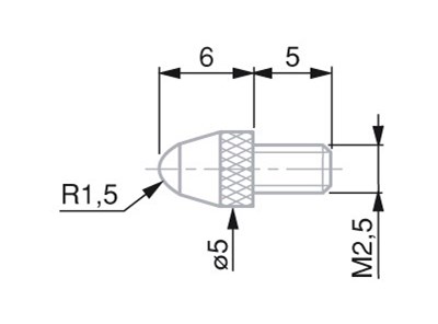 KONCOWKA POMIAR M2,5 SFERA FI5,00 R1,5 WEGLIK