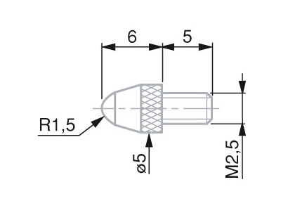 KONCOWKA POMIAR M2,5 SFERA FI5,00 R1,5 WEGLIK