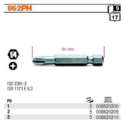 BIT 1/4”- PH2- 50MM  PHILLIPS  BETA