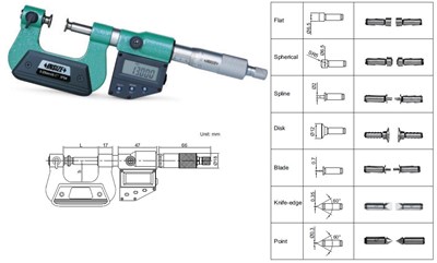 MIKROMETR CYFR.   0- 25 IP54 UNIWERS. Z KONCOWKAMI