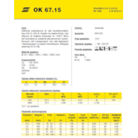 ELEKTRODA OK 67.15 5.00/1.7 /KARTON 10.2KG/ /ES24-18B/ VP