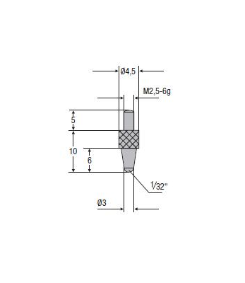 KONCOWKA POMIAR M2,5 KULKA 1/32  L=10