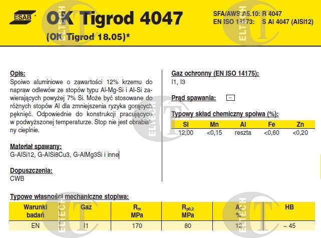 DRUT FI 2.00/1000 ALSI 12 OK 4047 TIGROD /2,5kg/