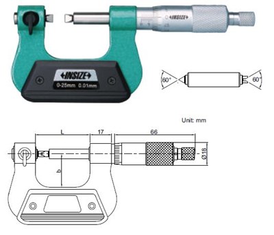 MIKROMETR 150-175 DO GWINTOW +  TRZPIEN. 60