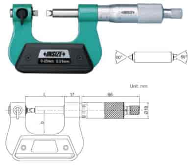 MIKROMETR 150-175 DO GWINTOW +  TRZPIEN. 60