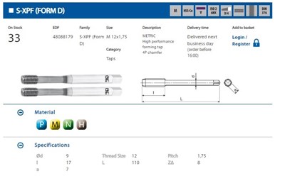WYGNIATAK M12 DIN-376D (6HX) HSS-CO TICN