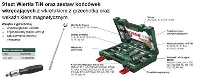 ZESTAW V-LINE 91PC WIERTŁA, BITY