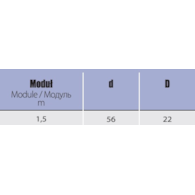 FREZ TARCZOWY MODULOWY FI  56,0 M1,5 NR2 D22 HSS