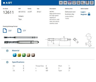 GWINTOWNIK M 6 DIN-371C R45 (6HX) HSSE-PM TICN A-SFT