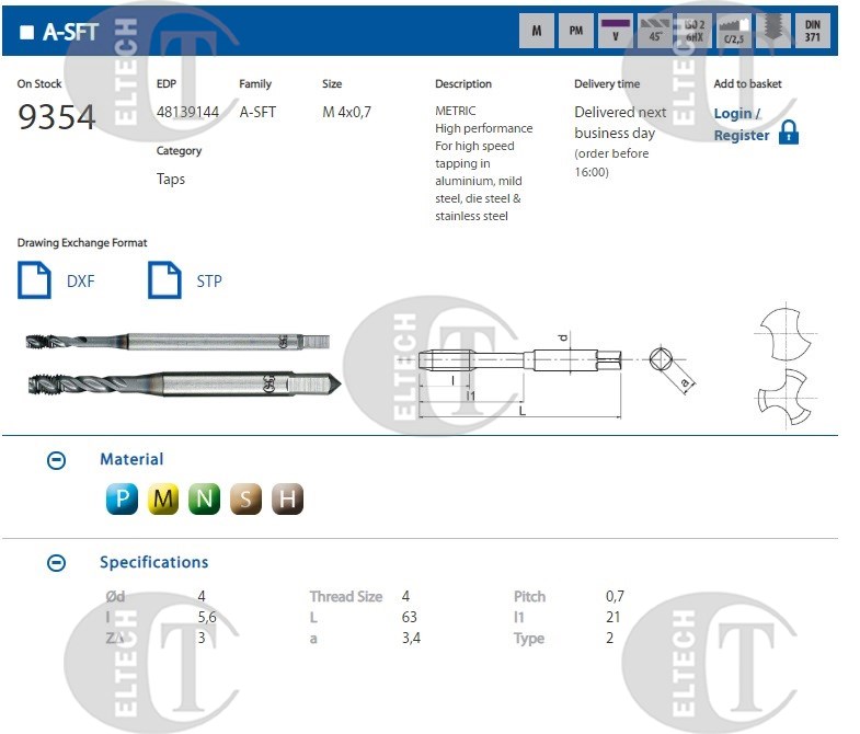 GWINTOWNIK M 4 DIN-371C R45 (6HX) HSSE-PM TICN A-SFT (NBO-55735-PL)