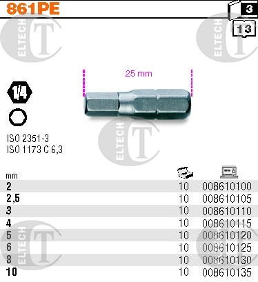 BIT 1/4”- H10- 25MM  TRZP.  BETA