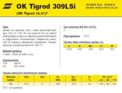 DRUT FI 2.40/1000 309L-SI OK16.51 TIGROD /5kg/