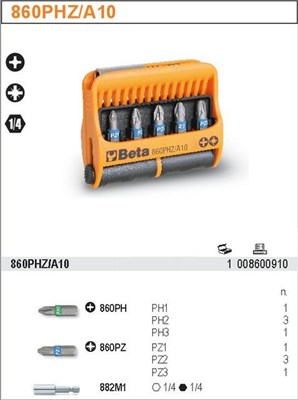 ZESTAW KONCOWEK WKRET.(10 szt) +UCHWYT MAG.  BETA