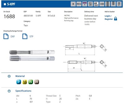WYGNIATAK M 5 DIN-371C (6HX) HSS-CO TICN S-XPF