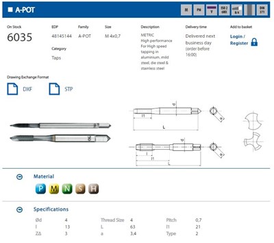 GWINTOWNIK M 4 DIN-371B (6HX) HSSE-PM TICN A-POT
