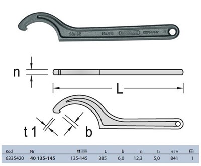 KLUCZ HAKOWY Z NOSKIEM 40  135-145   GED