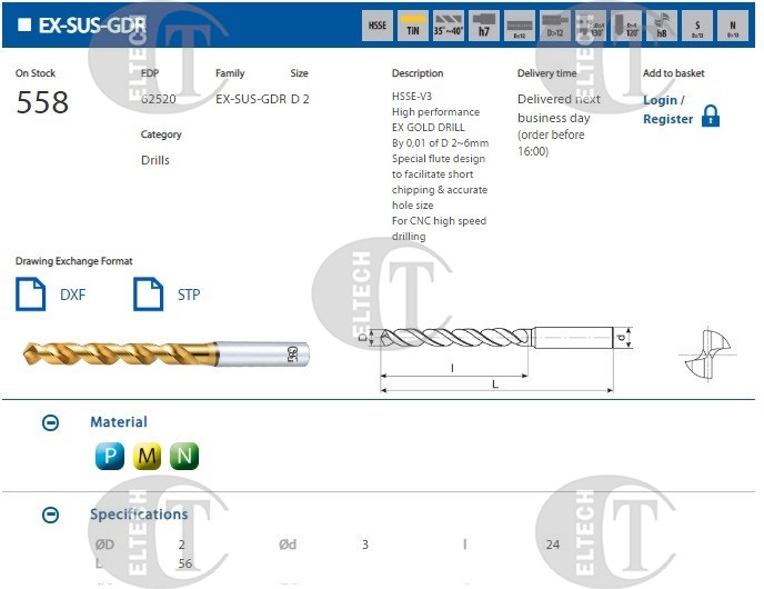 WIERTLO NWKA FI  2,00  24/56MM HA3 HSSE TIN SZL. EX-SUS-GDR