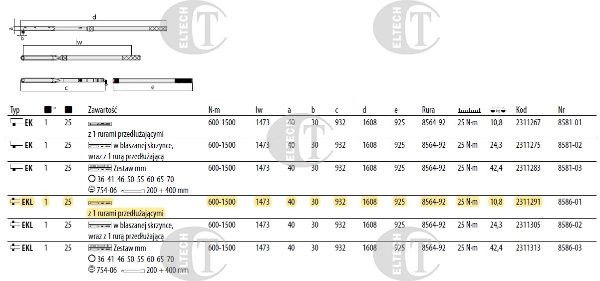 KLUCZ DYNAM. 1  8586-01 600-1500 NM  GED