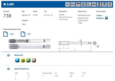 WYGNIATAK M12 DIN-376C (6HX) HSS-CO TICN S-XPF