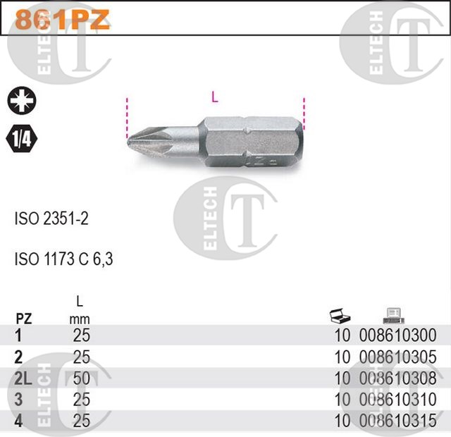 BIT 1/4”- PZ2- 25MM  POZIDRIV  BETA