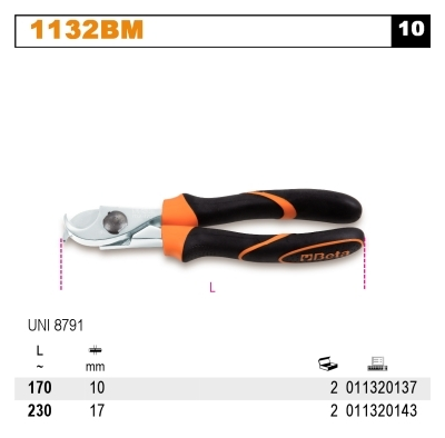 NOZYCE DO CIECIA KABLI 1132BM/170MM  BETA
